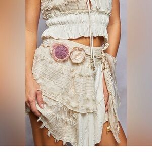 POL Cream and Pink Floral Belt